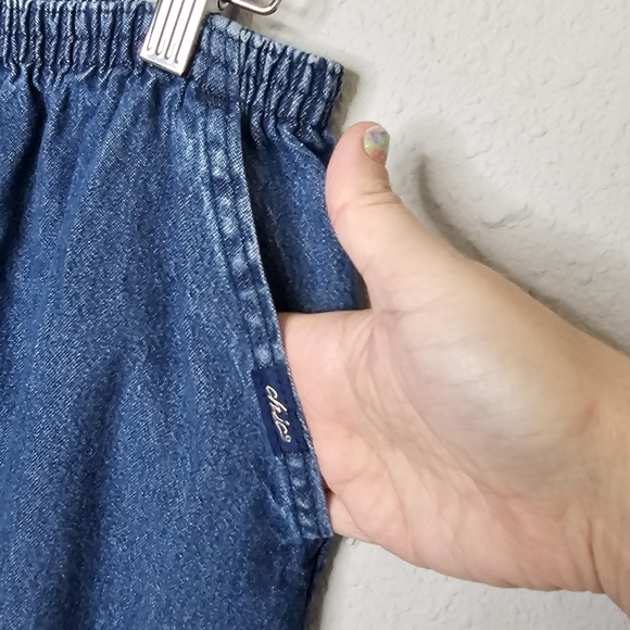 Chic Womens 16 Petite Elastic Waist Blue Jean Pull On Pants High Rise Stretch - Picture 6 of 11